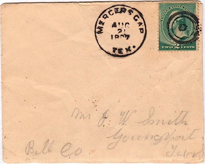 TX Comanche County - Mercer's Gap  1897 Postmark