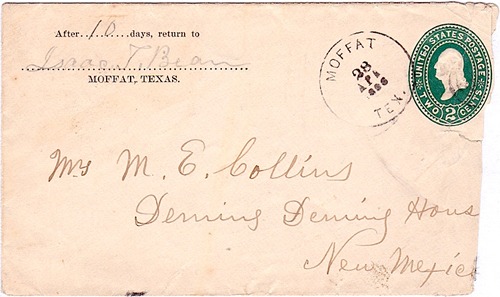 Moffat TX - Bell County 1896 Postmark