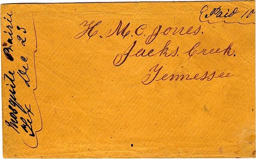Mosquito Prairie, TX  1860s Postmark 