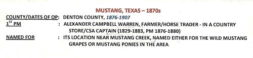 Mustang, TX Denton County post office info