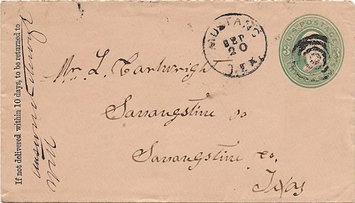 Mustang, TX Denton County  1870s Postmark 