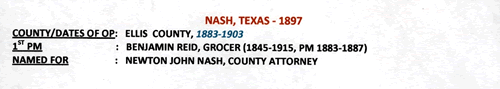 Nash Texas Ellis County 1897 postmark