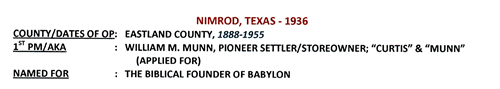 Nimrod, TX info