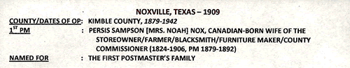 Noxville, TX post office info