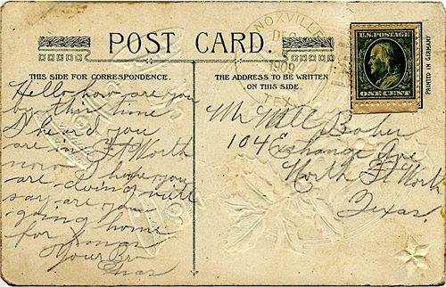 Noxville, TX 1909 post mark 