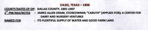 Dallas  County Oasis TX info