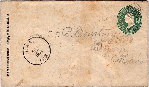 Dallas  County Oasis TX 1898 Postmark