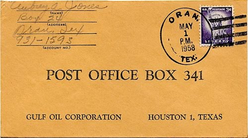 Oran Texas Palo Pinto County  1958 postmark