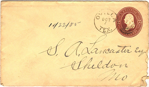 Ovilla, TX Ellis  County 1885 Postmark