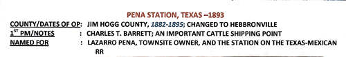 Jim Hogg County - Pena Station, TX  info