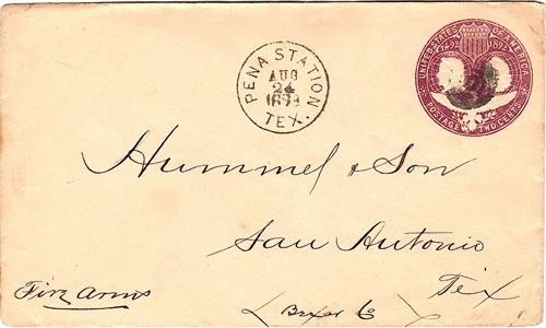 Jim Hogg County - Pena Station, TX 1893 Postmark