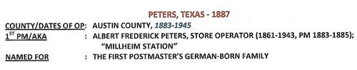 Peters, TX postoffice info