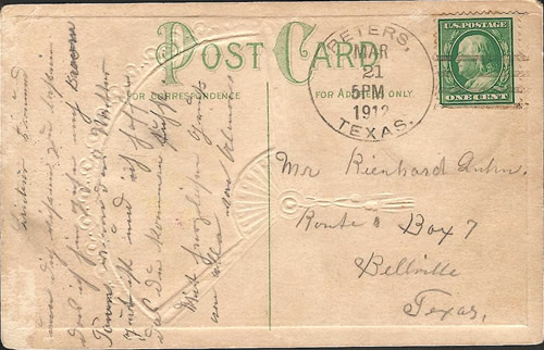 Peters, TX 1912 Postmark