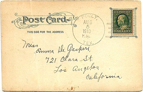 Polly, TX Bandera County 1910 postmark