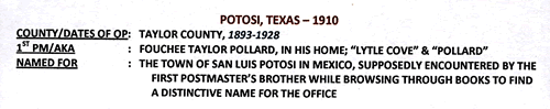 Potosi, TX  - Taylor County 1910 postmark 