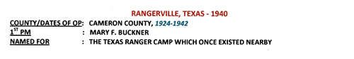 Rangerville TX Cameron County 1940 Postmark  info