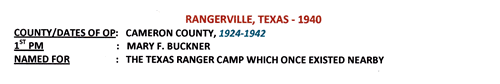 Rangerville TX Cameron County 1940 Postmark info