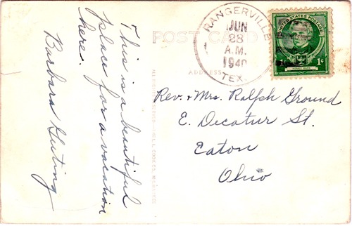 Rangerville TX Cameron County 1940 Postmark