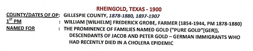 Rheingold TX - Gillespie County,  post office info