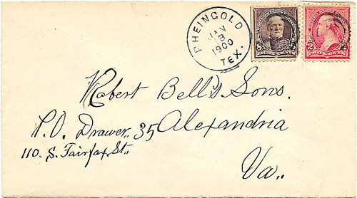 Rheingold TX, Gillespie County, 1900 Postmark 