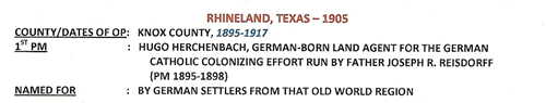 Rhineland TX Knox County post office info