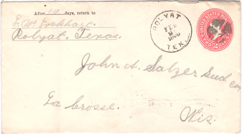 Oak Grove / Rolyat TX - Bowie County 1899   Postmark