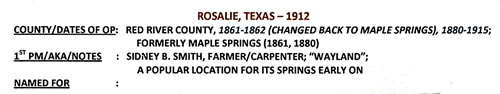 Rosalie, Red River County, TX - 1912 Postmark 