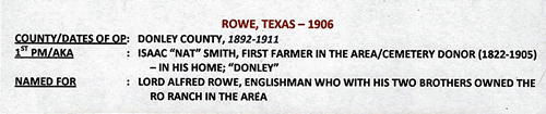 Rowe TX - Donley County 1906 Postmark 