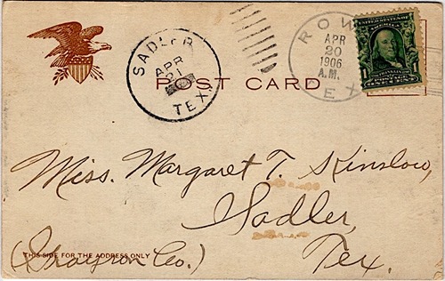Rowe TX - Donley County 1906 Postmark 