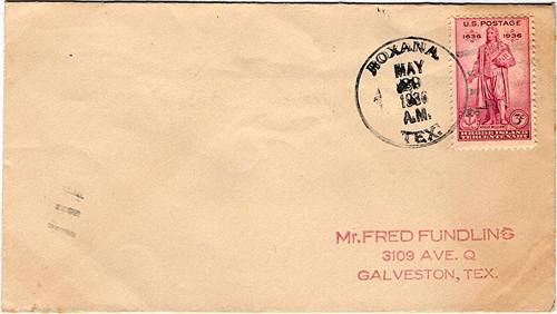 Texas - Roxana TX Carson Co 1936 Postmark 