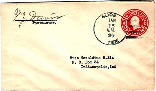Slide TX 1929 Postmark