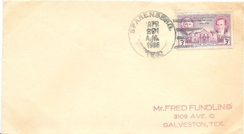 Sparenberg TX Dawson Co 1936 Postmark 