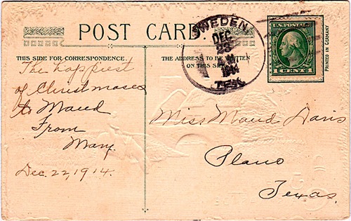 Sweden TX Duval County 1914 Postmark