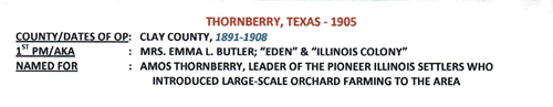 Thornberry TX - Clay Co 1905 Postmark  info