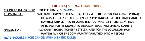 Thorp's Spring, TX  info