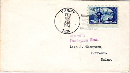 Thrift TX - Wichita County 1954 Postmark 