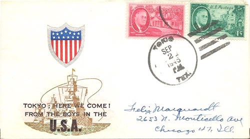 Tokio, Texas - September 2, 1945 postmark