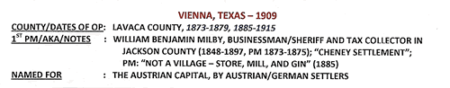 Vienna TX  1909 Postmark info 