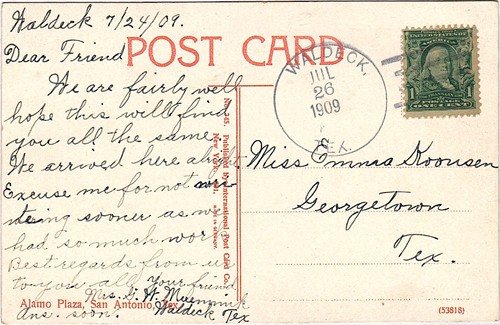 WaldeckTX 1909 Postmark