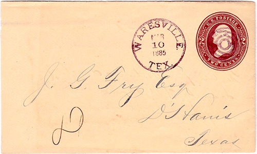 Waresville TX Uvalde Co 1885 Postmark