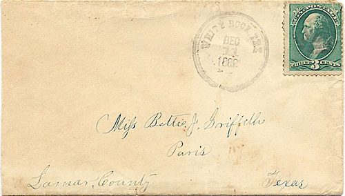White Rock TX, Hunt Co, cover canceled with 1882 postmark