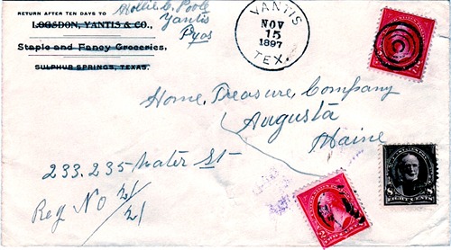 Yantis TX -  Wood County 1897 Postmark 
