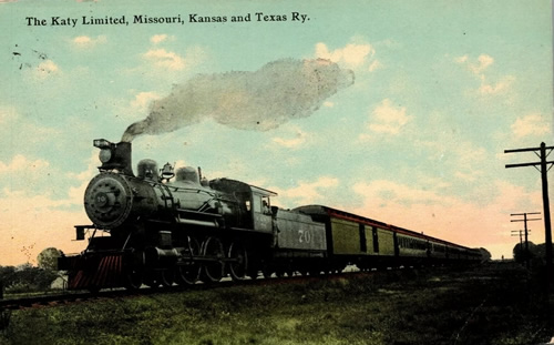 The Katy Limited,  Missouri, Kansas and Texas Railway,   Postmark 1911 