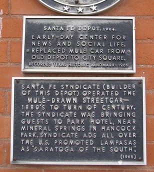 Lampasas TX - 1904 Santa Fe  Depot historical marker