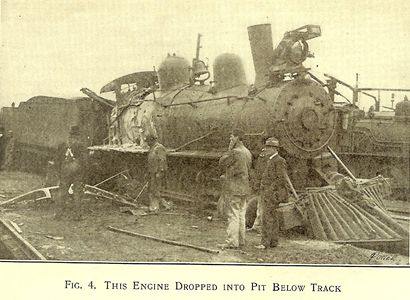  Wrecked engine, locomotive explosion, Smithville Texas