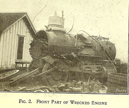 Wrecked engine, locomotive explosion, Smithville Texas