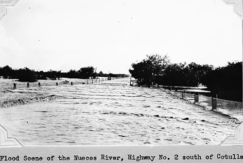 Nueces River flood scene, Cotulla Texas, 1935