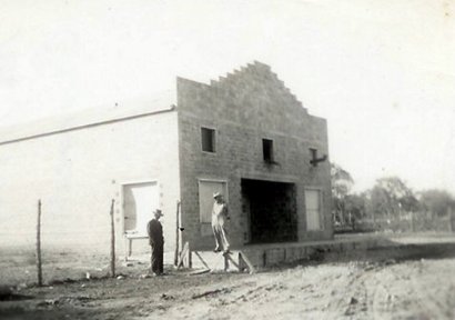 Canyon Theatre under construction,  Leakey Texas  old photo