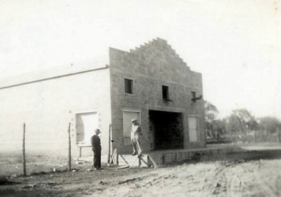 Canyon Theatre under construction, Leakey Texas old photo