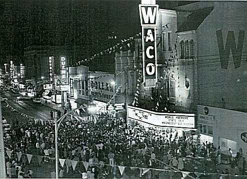 Waco Hippodrome Theater lighted up, Texas old photo 